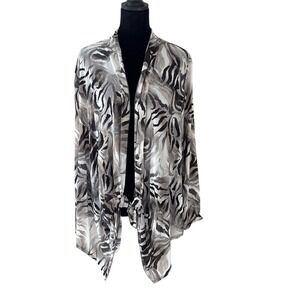 Chico's Travelers Collection Long Sleeve Animal Print Cardigan Top Sz 2 Medium